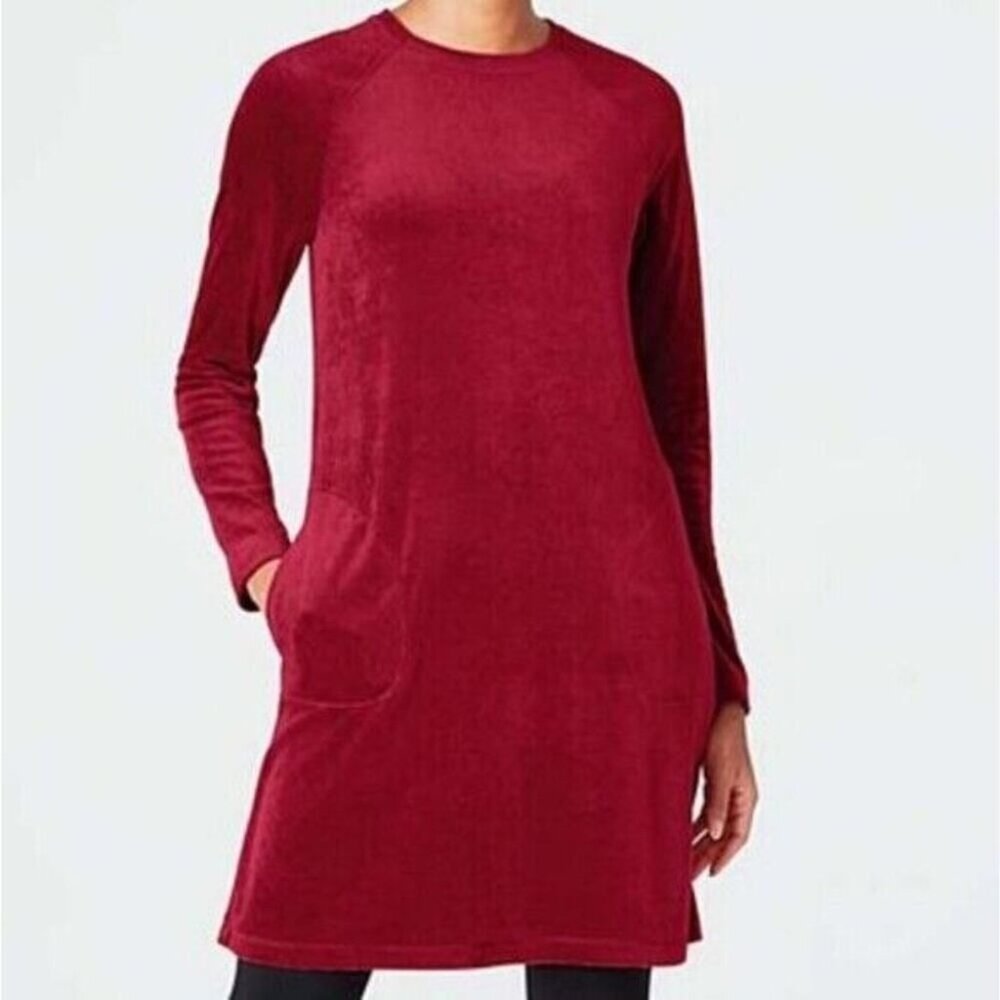 J. Jill pure Womens red Tunic top Dress velvet Valore size XL pockets new $89
